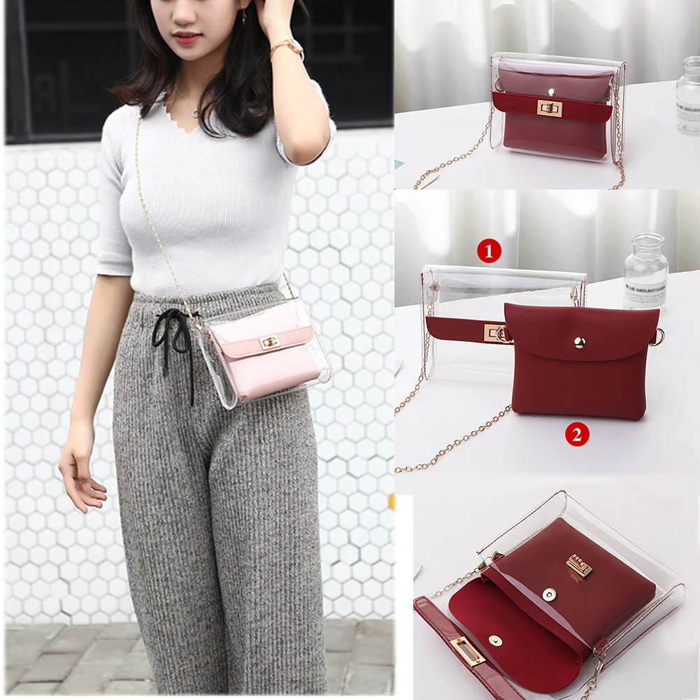 Прозрачная Сумка-конверт для женщин Маленькая прозрачная сумка через плечо из