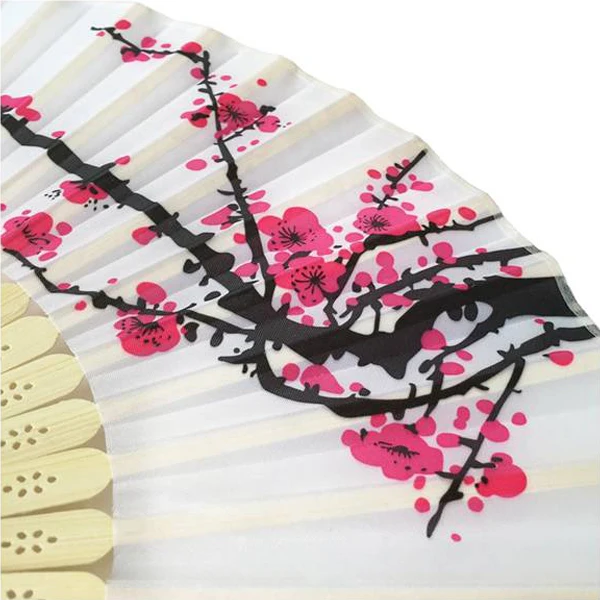 50 шт./лот элегантный складной Шелковый ручной вентилятор с цветком сливы и