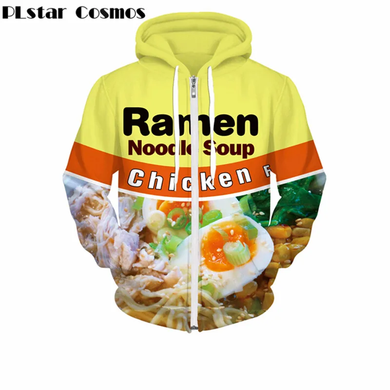 

PLstar Cosmos Men/women Fleece Zipper Hooded Hoodies With Cap Print Chicken Ramen Noodle Soup 3d Sweatshirt Autumn Hoody