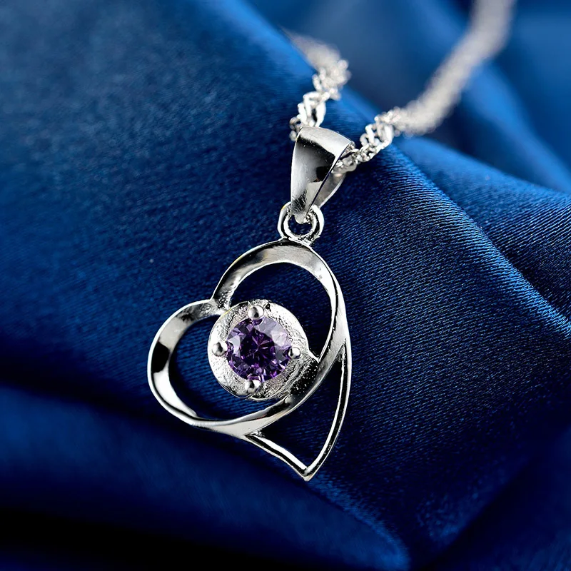925 silver pendant Korean the fashionable love inlaid zircon Ms. short paragraph clavicle chain jewelry wholesale | Украшения и