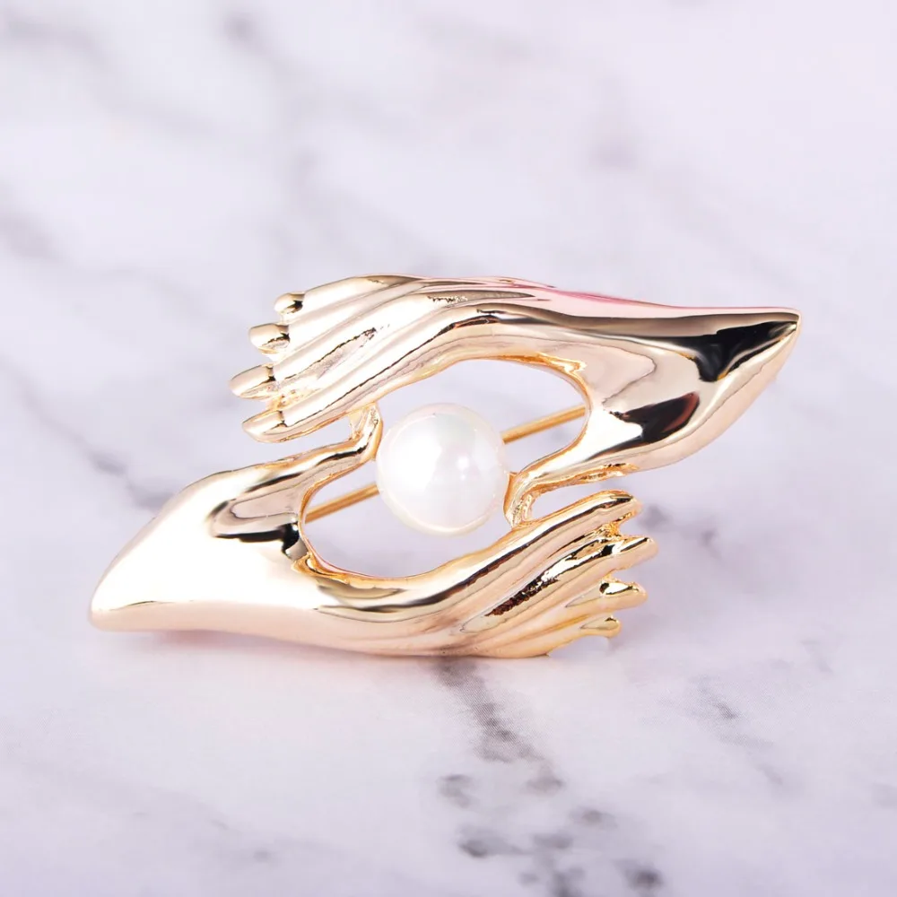 Funmor специальное предложение две брошки в виде рук имитация жемчуга