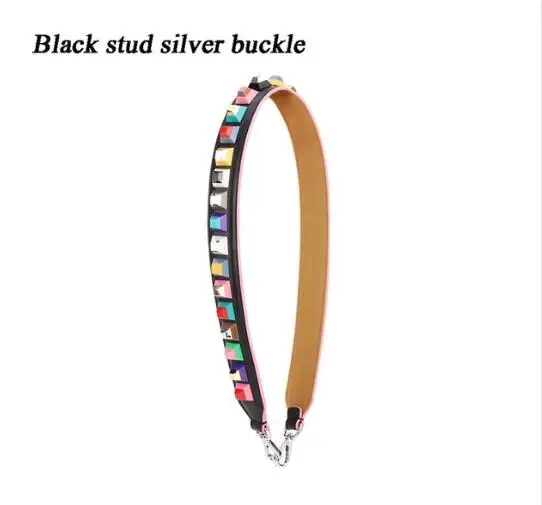 Black Khaki Silver Новые дизайнерские женские сумки с заклепками на ремешке, модный бренд, цветочный дизайн, на ремне для женщин, сумочка с ручкой, шикарные женские сумки, ремни - Цвет: Black Khaki Silver