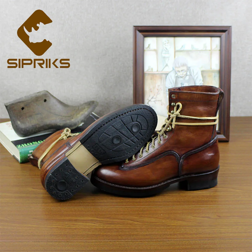 Sipriks итальянские уличные ботинки Goodyear высокие мужские кожаные сапоги до середины