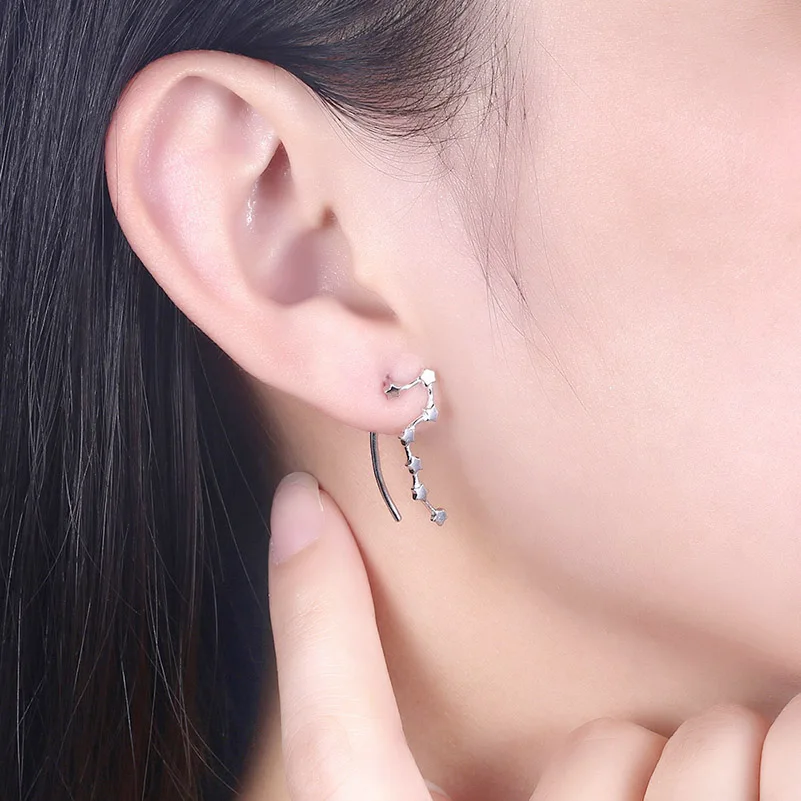 Реального чистый 925 серебро серьги стержня для Для женщин Мода вечерние