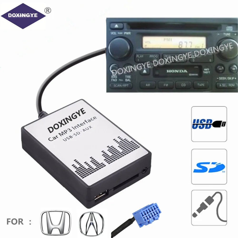 DOXINGYE USB AUX SD Автомобильный цифровой cd-чейнджер адаптер музыкальный Автомобильный MP3-плеер(7+ 7) контактный интерфейс для Honda Acura Accord Civic MDX RDX