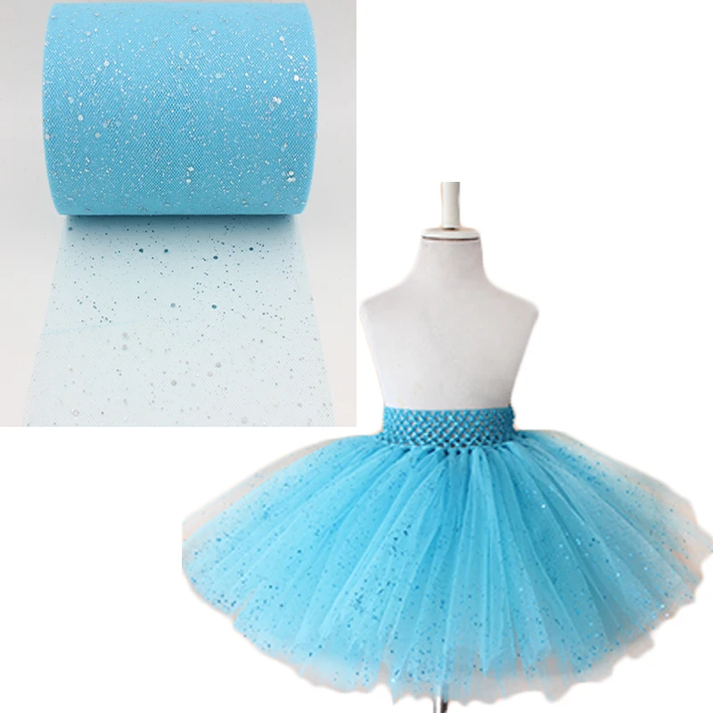 Новинка 2016 рулон тюля с блестками бирюзовая 6 дюймов X100 ярдов синяя блестящая