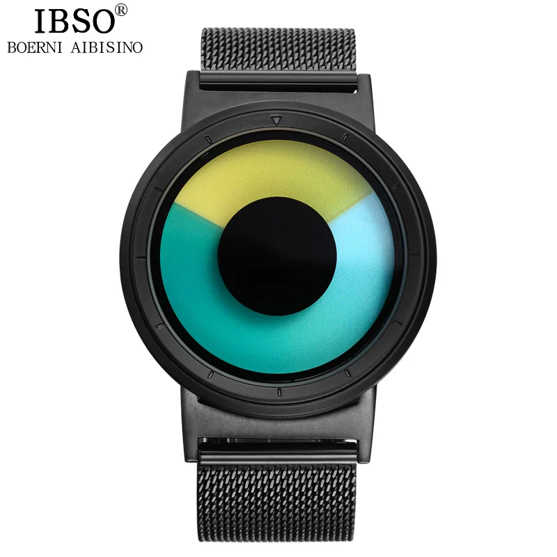 Green black Ibso бренд Мужские Кварцевые часы из нержавеющей сталь сетка ремень Творческий Цвет Изменениемужчин Часы Будущий научный и технологический стиль моды часы мужчин водонепроницаемые Relogio Masculino - Цвет: Green black