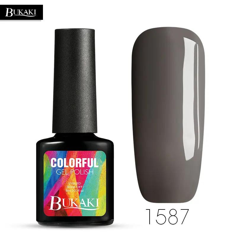 1587 BUKAKI 8 мл Гель-лак UV Vernis Полупостоянный праймер верхнее покрытие гель лак для ногтей, маникюр гель лак полирует ногти - Цвет: 1587