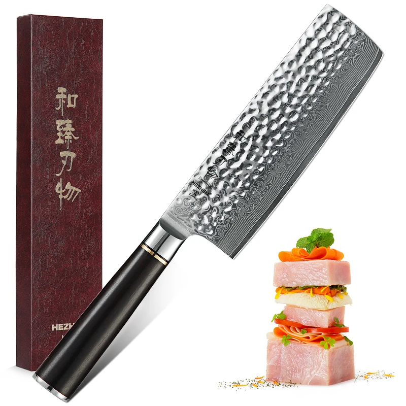 Кухонный нож 6,8 ''ножи накири, японский VG10, дамасская сталь, мясник, нож для мяса, овощные ножи, нож для приготовления пищи с черной ручкой