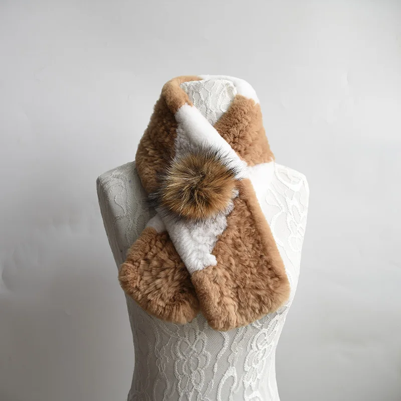 Женские шарфики из натурального меха енота и лисы с кроличьим мехом для милых