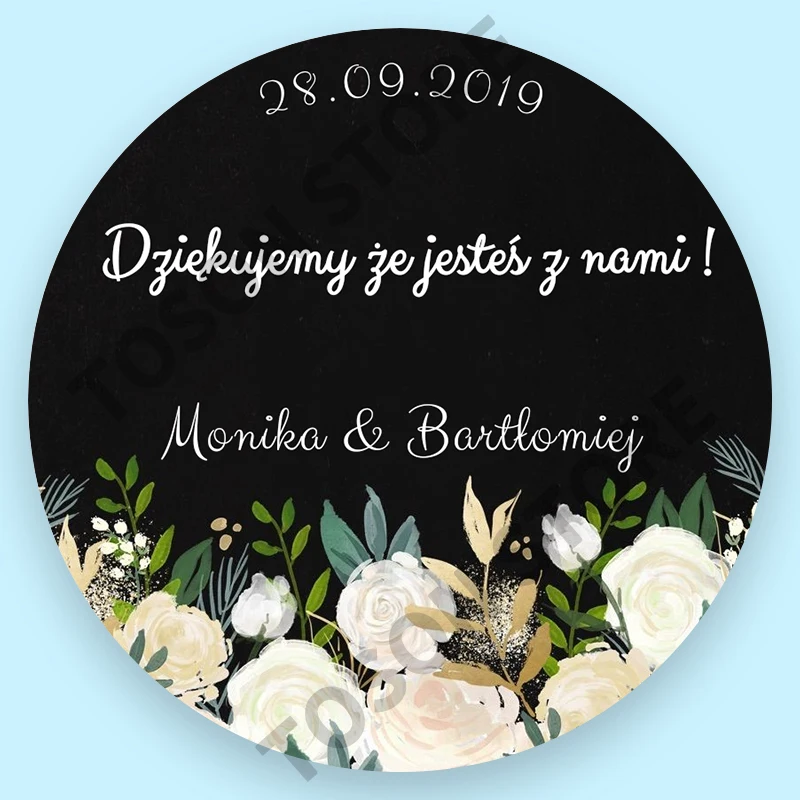 100, Silver laser Customized text logo, Wedding Stickers, Invitations Seals, Candy Favors Gift Boxes Labels, On White Adhesive