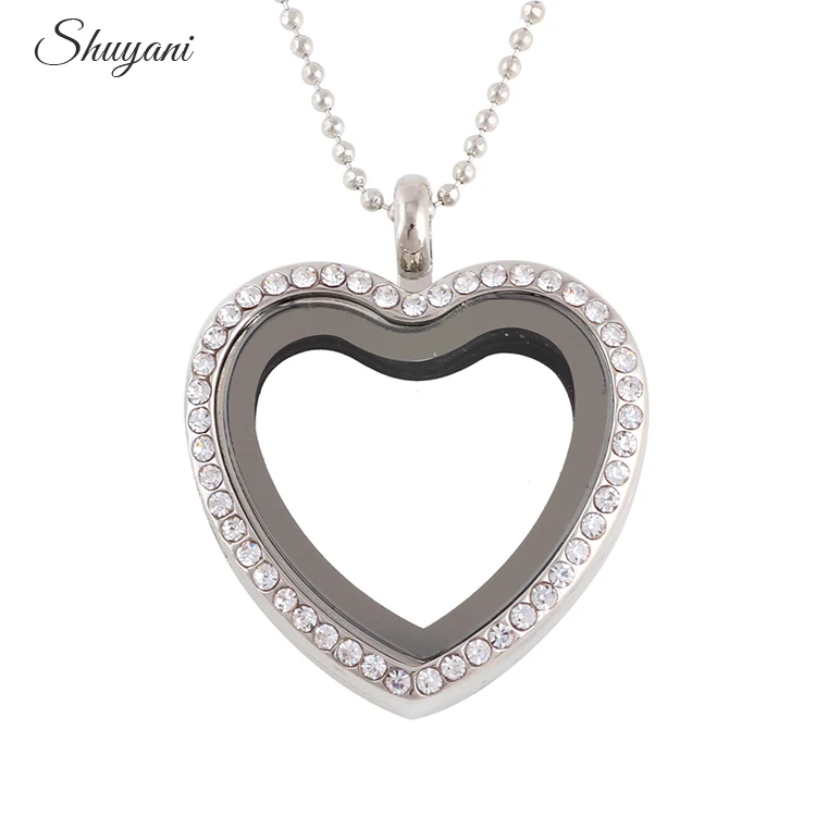 10 шт./лот подвеска медальон из сплава со стразами в форме сердца ожерелья и