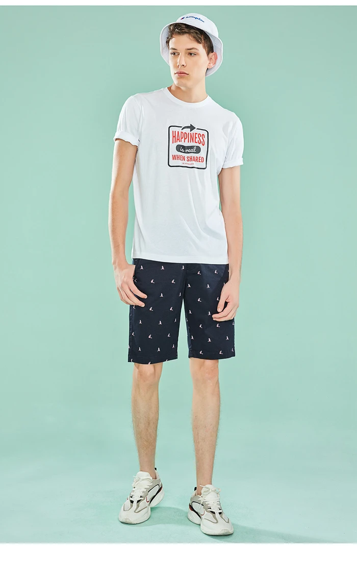 Giordano повседневные зауженные шорты из натурального хлопка slim fit,с вышивками на них,имеется три варианта окраса