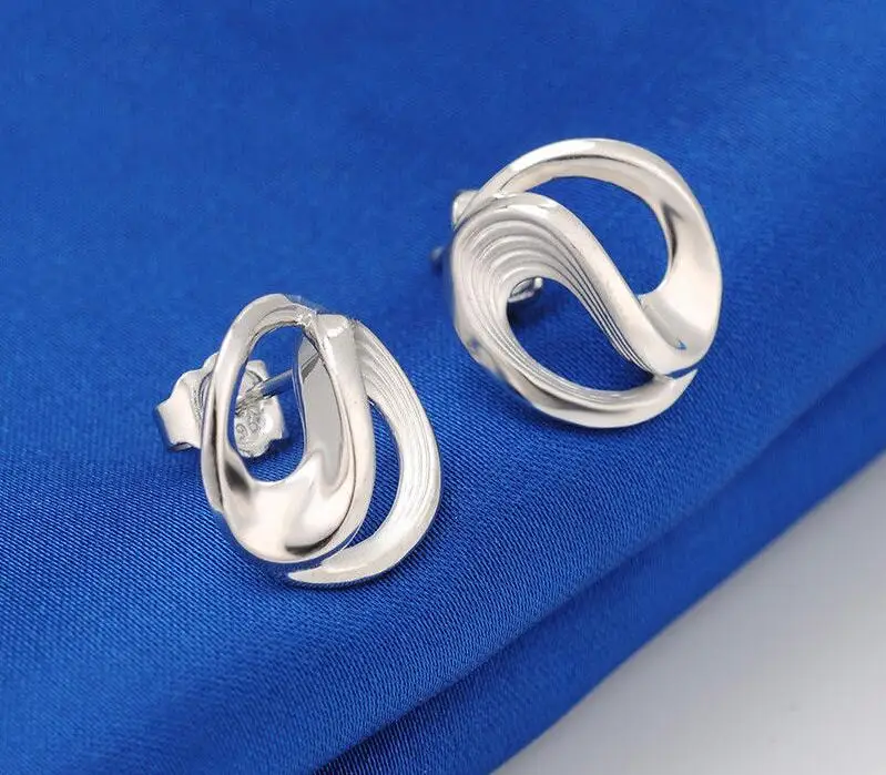 Мода Чистый 950 золото Серьги Для женщин идеально круглые волны Серьги-гвоздики 2.92