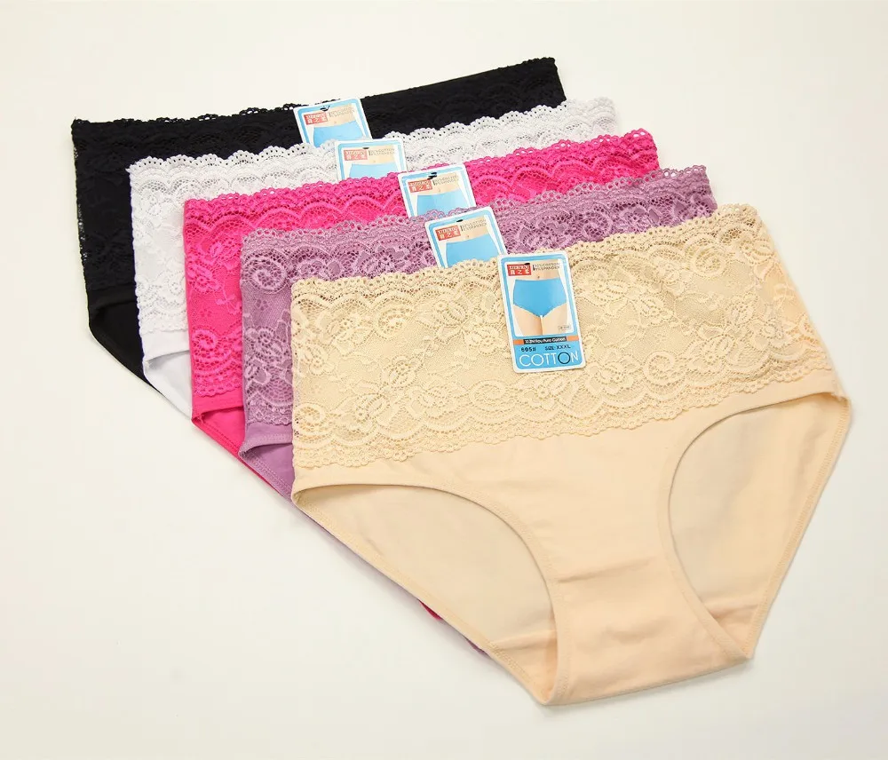 Трусики женские кружевные бесшовные х/б 4 шт.|breathable panties|sexy lace pantiespanties seamless |