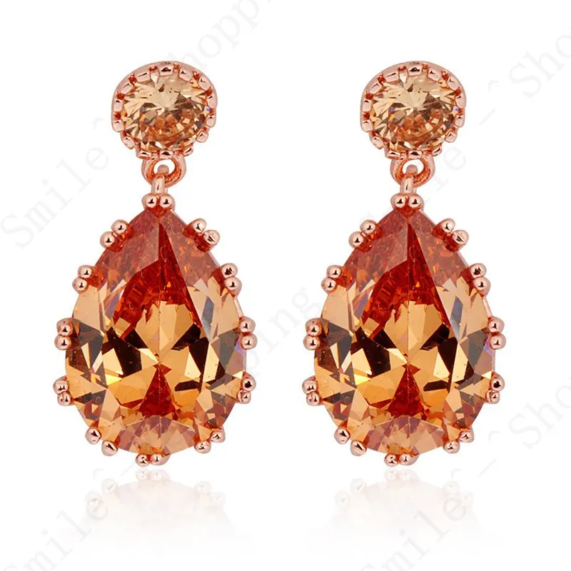 Ослепительные Красочные камни для женщин цвета шампанского CZ красные ювелирные