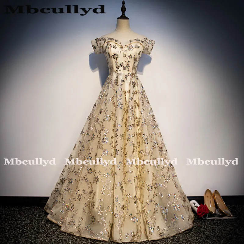 Mbcully/платья для выпускного вечера с золотыми блестками 2020 Сексуальное длинное