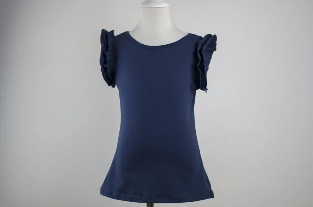 

children navy high quality clothes baby cheap fashion flutter tank top custom girls