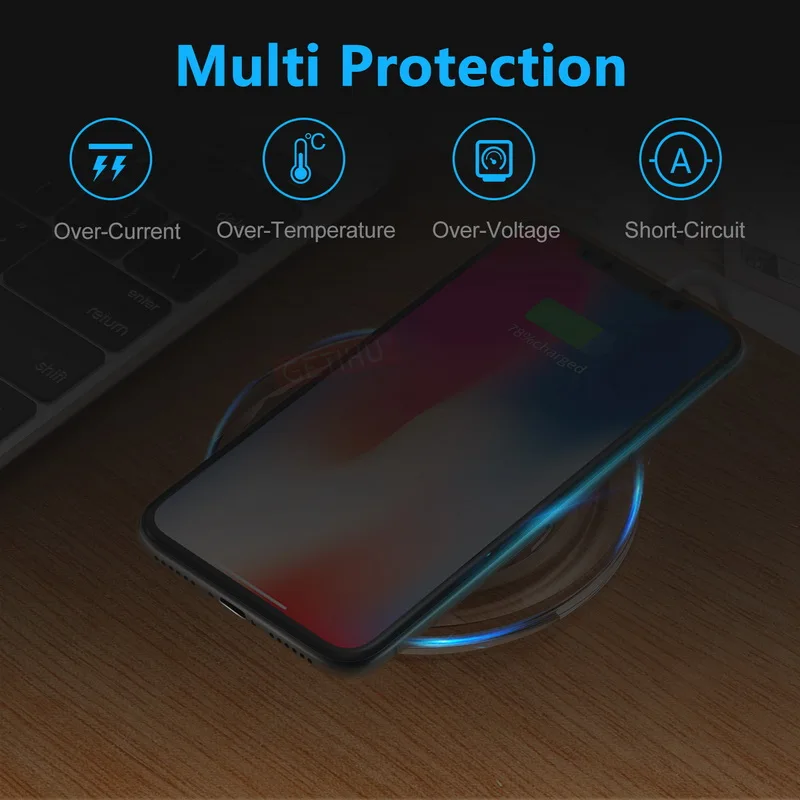 GETIHU Qi Беспроводной Зарядное устройство Док станция для зарядки iPhone X 8 samsung Galaxy S7 S8