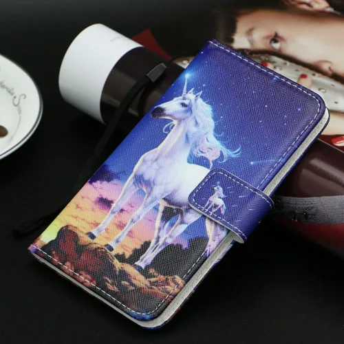 Синий Чехол-бумажник из ТПУ с рисунком для samsung Galaxy A3 A5 A6 A8 Plus из искусственной кожи чехол-книжка с подставкой и единорогом и кошкой - Цвет: Синий