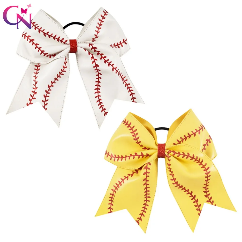 7 &quotБейсбол кожаная Cheer лук с резинкой для девочек ручная работа софтбол блеск