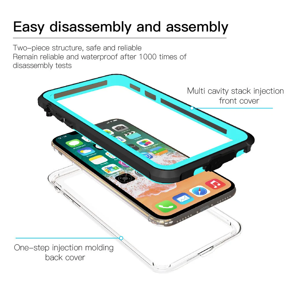 Waterproof Case Cover for iPhone X 7 7Plus IP68 Grade Test Outdoor Snowproof Shockproof Back |