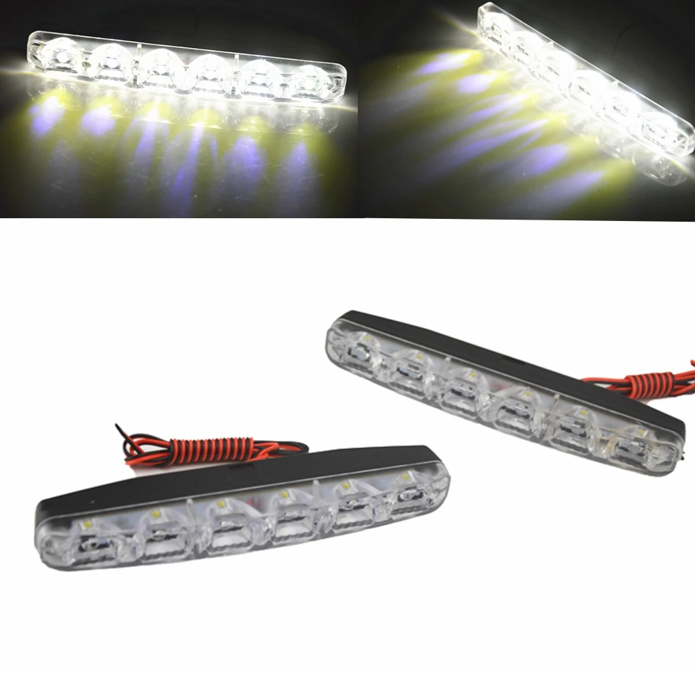 Универсальный 2 шт. Водонепроницаемый автомобилей дневного света 6 светодиодный