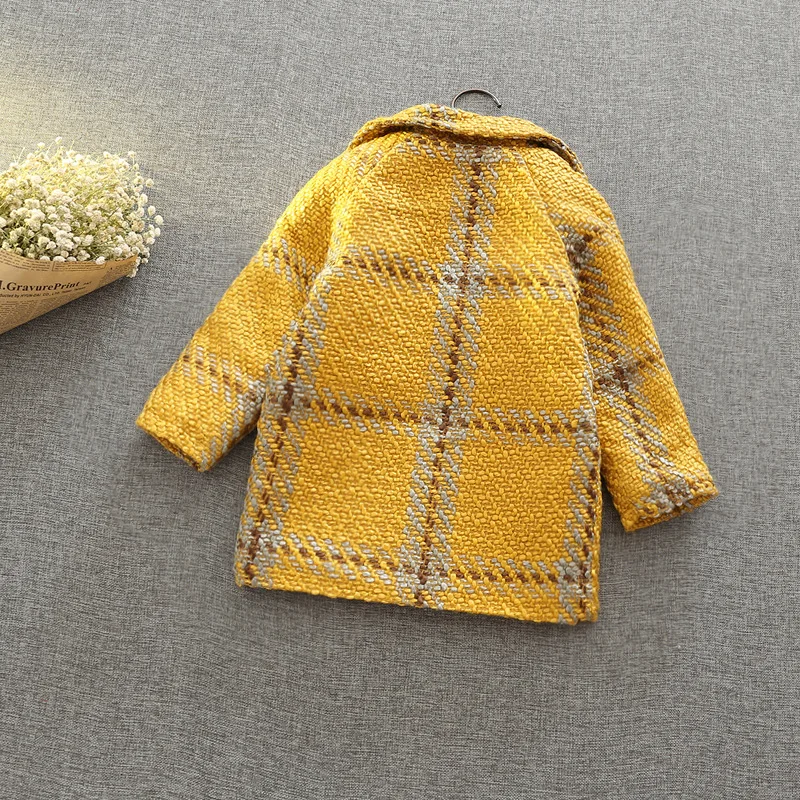 2017 модное зимнее пальто для маленьких девочек клетчатый блейзер детское на