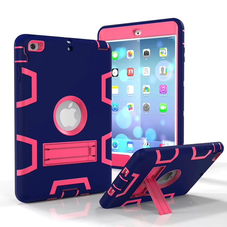Mini Navy Rose Противоударный чехол для Apple iPad Mini 2 3 1 retina детский Безопасный Роскошный силиконовый Жесткий чехол из поликарбоната с откидной подставкой защитный чехол для iPad Mini 2 3 - Цвет: Mini Navy Rose