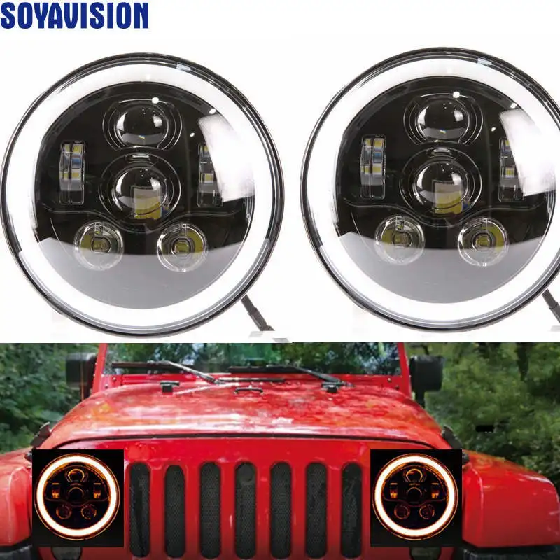 Для Land Rover 90/110 фары аксессуары 7 &quotкруглый светодиодный головной светильник