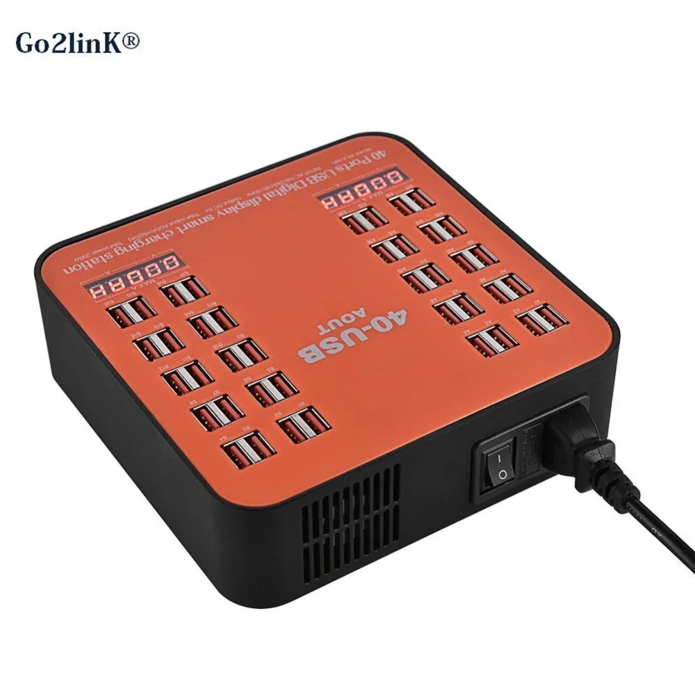 Go2linK 40 портов USB зарядное устройство 5 В 3.5A Максимальная мощность интеллектуальная зарядная станция концентрированный пакетный светодиодный дисплей Универсальный