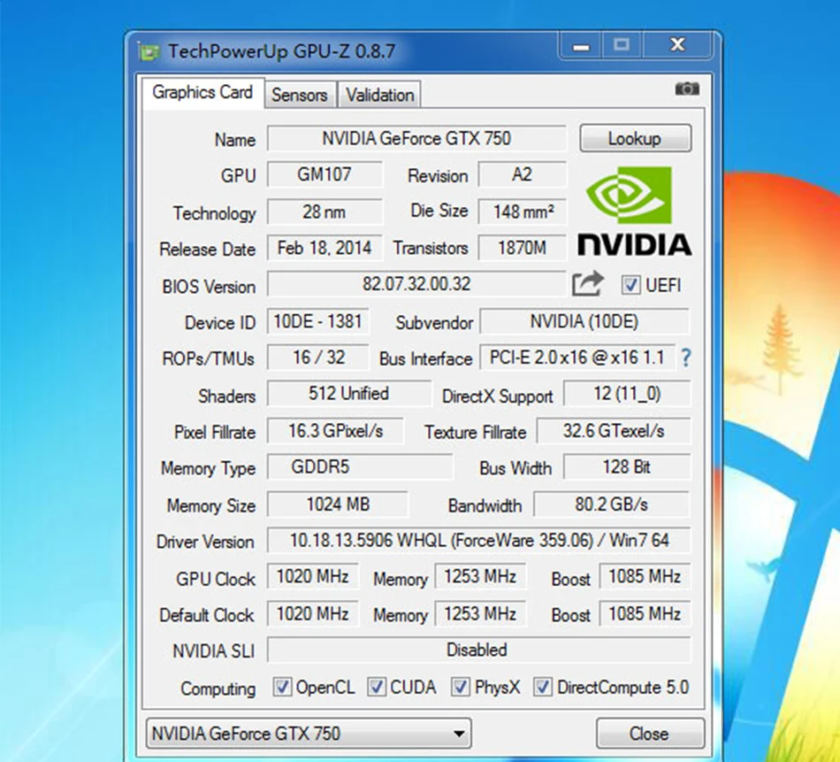 Оригинальная Видеокарта GTX 750 1024 MB/1 GB 128bit GDDR5 Placa de Video carte graphhique видеокарта для NVIDIA Geforce PC VGA