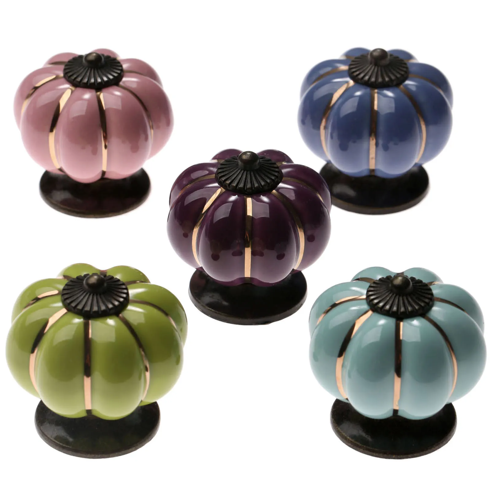 5 шт. Винтаж тыквы Керамика ручки двери неофициальных советников президента