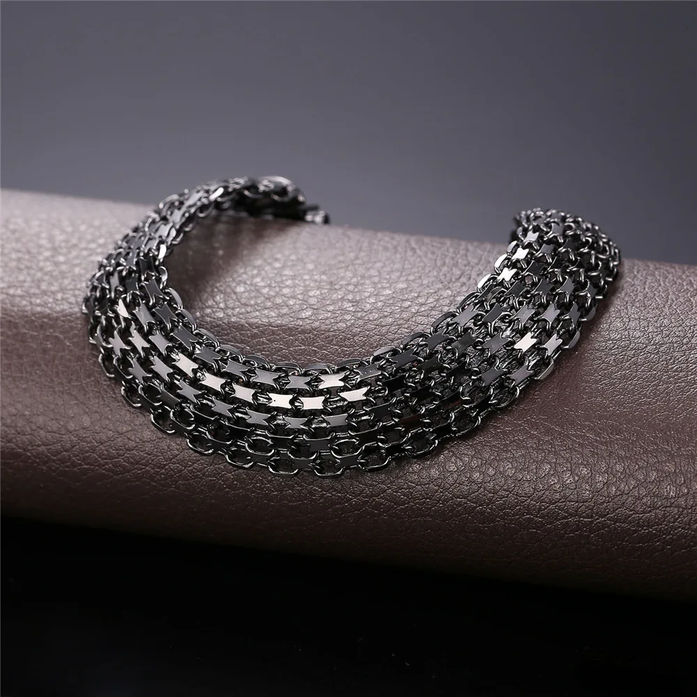 Уникальный черный браслет в стиле панк-рок для мужчин H369H | Украшения и аксессуары