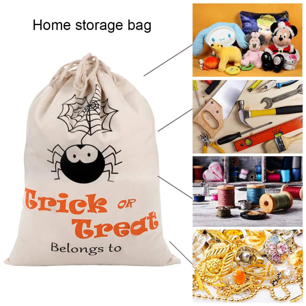 OurWarm 36x44 см на Хэллоуин с надписью Trick или Treat сумка для детей паук Тыква холст