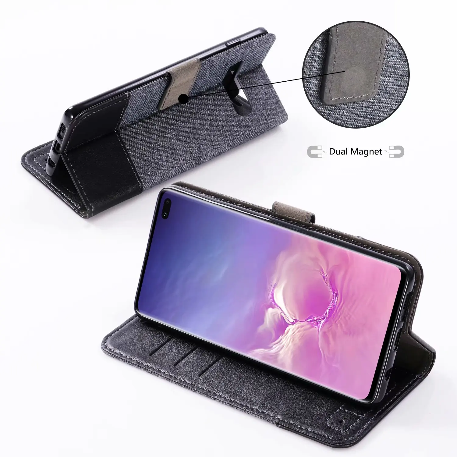 Denim Cloth + Leather Wallet Case For Samsung Galaxy S10 Plus S10E S9 S8 S7 Note 9 8 A3 A5 A7 2017 A6 A8 2018 Cover Phone Cases | Мобильные