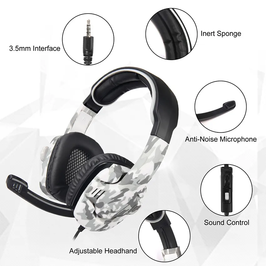 SADES SA 708GT Casque PS4 гарнитура с микрофоном ПК геймерские камуфляжные стереонаушники
