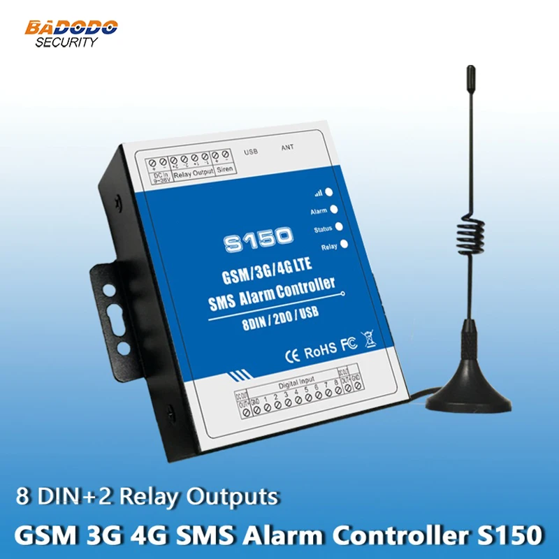 GSM 3g 4G cellular RTU SMS сигнализация контроллер реле промышленная IoT система мониторинга встроенный Контролер S150 8DIN 2 реле