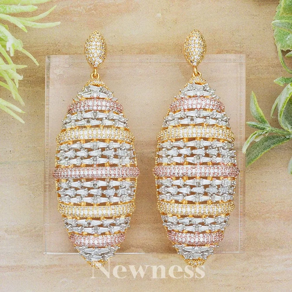 Новинка высокое качество модные роскошные супер 3 тона серьги кубический