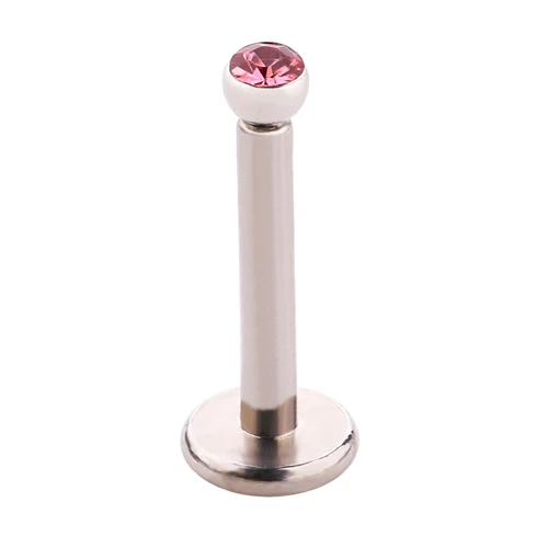 Pink 5 шт./лот Bling кристалл головкой винт в Labret 16 г серьги для губ пикантные противоаллергические Пирсинг из нержавеющей стали украшения для тела для женщин LB02 - Окраска металла: Pink