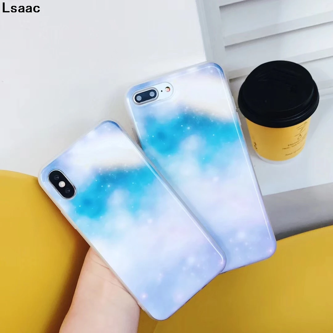 Candy Color Smooth Phone Case For iphone X 6 6S 7 8 Plus Fashion Back Cover Lovely Cartoon Sky Cases Coque |