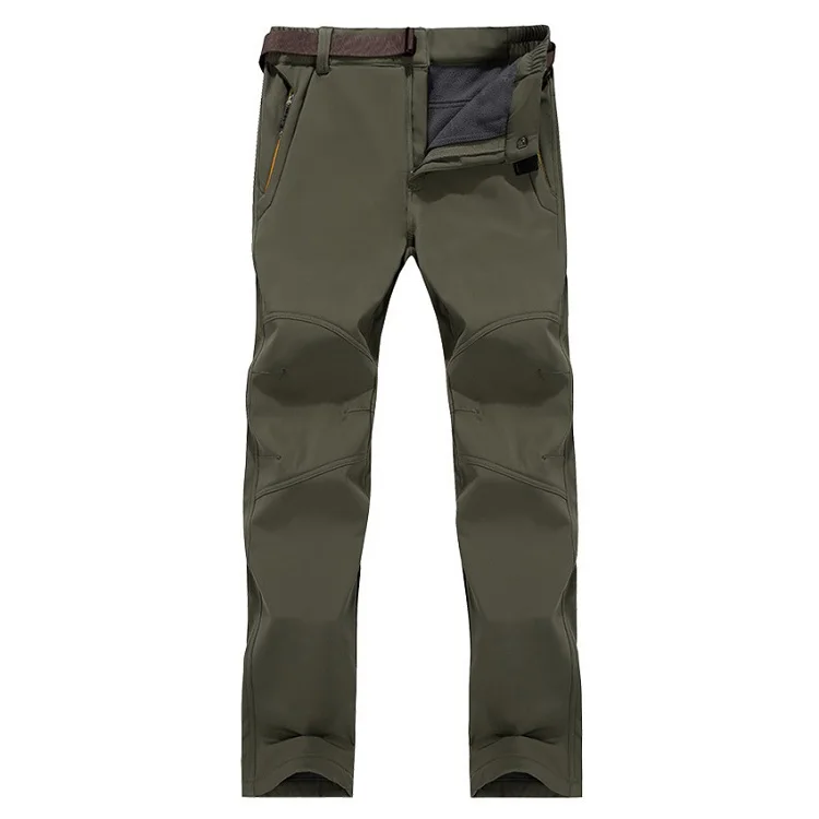 Army Green 7XL Мужские Зимние флисовые штаны из флиса для улицы, водонепроницаемые, походные, альпинистские, теплые мужские спортивные брюки VA185 - Цвет: Army Green