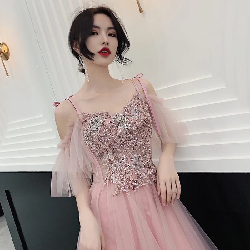 Женское коктейльное платье He's Bride розовое кружевное с V-образным вырезом