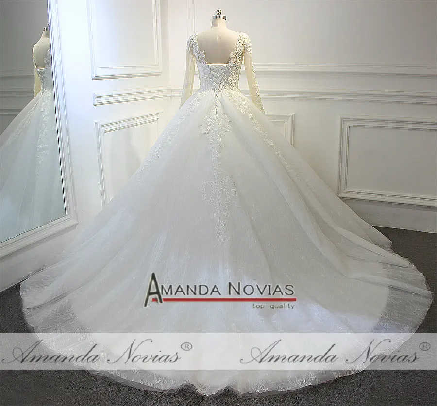 Платье с длинным шлейфом gelinlik 100% высокое качество настоящая работа фото|quality wedding