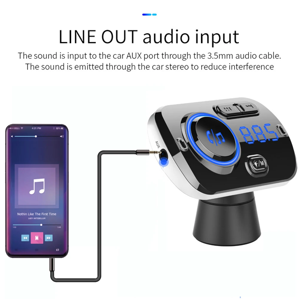 JINSERTA Handsfree Автомобильный Mp3 плеер Bluetooth 5,0 fm-передатчик QC3.0 зарядное устройство 3,5 мм AUX вход с TF воспроизведение музыки