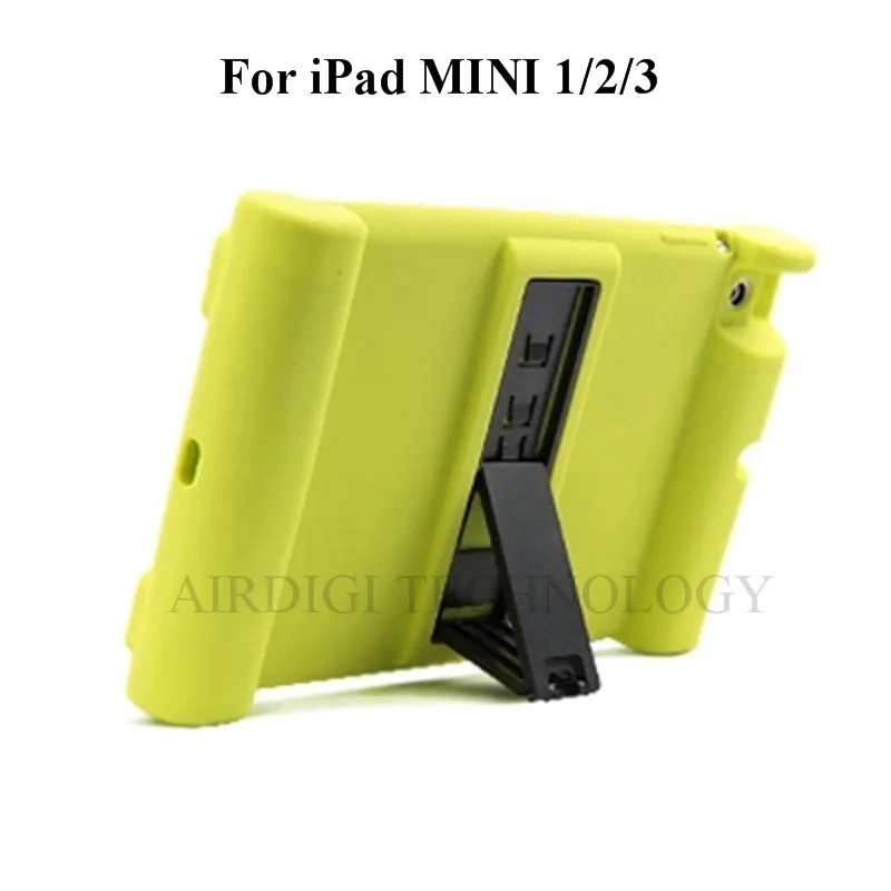 Для iPad Mini 1/2/3 retina дети Безопасный защитный противоударный чехол из резины с силиконовый чехол Стенд Cover w/с откидной ножкой-опорой - Цвет: with Kickstand