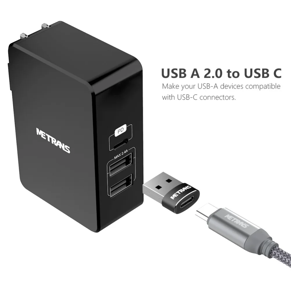 Metrans 2 шт. OTG type-C USB адаптер Мужской к usb type C Женский OTG конвертер зарядное устройство для samsung S10 type-C OTG кабель для Macbook