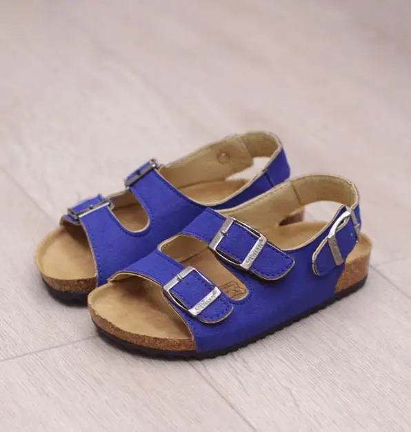Kids Summer Shoes Girls Sandals Children Shoes Nubuck Leather Cork Beach Shoes Toddler Non-slip Boys School Sandal Solid Color