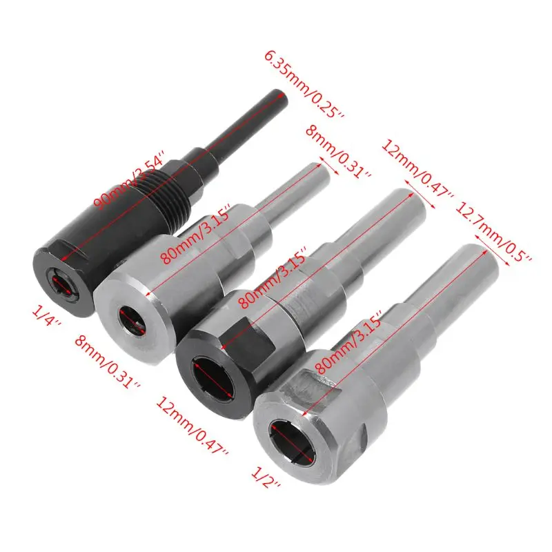 

1/4" 8mm 12mm 1/2" Shank Collet Holder Milling Router Bit Engraving Machine Extension Rod