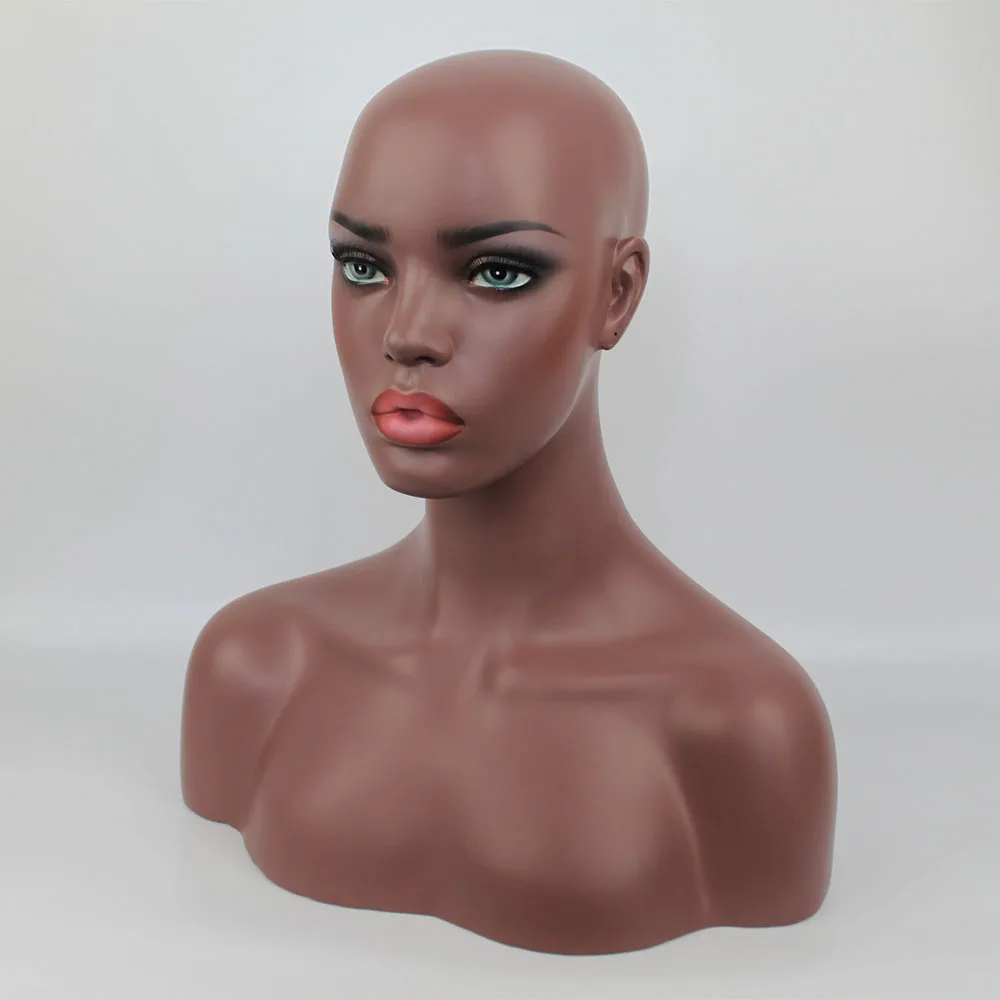 Стекловолокно реалистичный черный женский манекен голова бюст афро